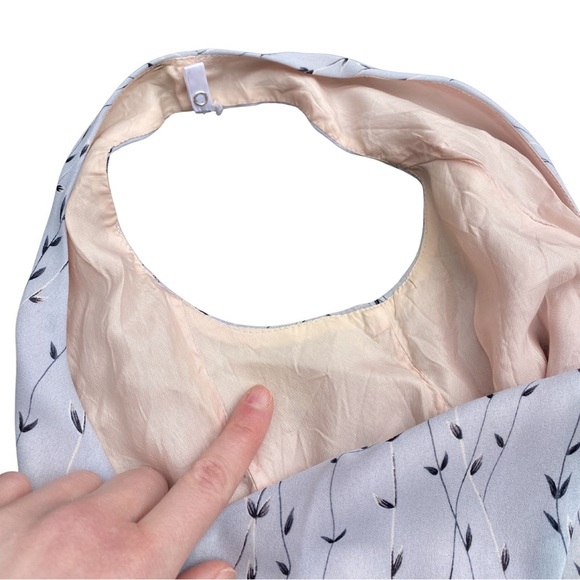 Vintage 1990's Women Six 6 Purple Lavender Dress Floral Flower Botanical V-Neck - Picture 13 of 13